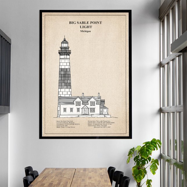 Impressão Em Tela Farol Big Sable Point - Michigan - SBD (Big Sable Point Lighthouse - Michigan - SBD. Canvas Print)