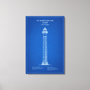 Impressão Em Tela Farol da Ilha de St. Martin - Michigan – AD