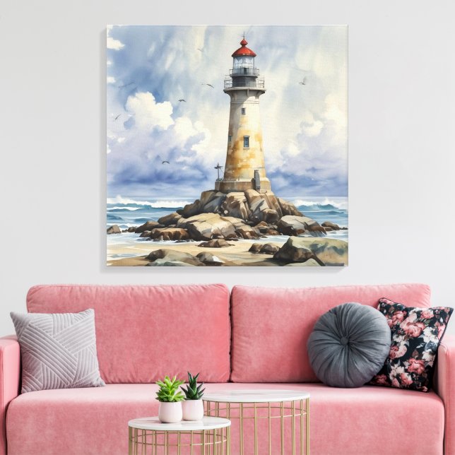 Impressão Em Tela Farol de Aquarela (Insitu(Sala de estar))