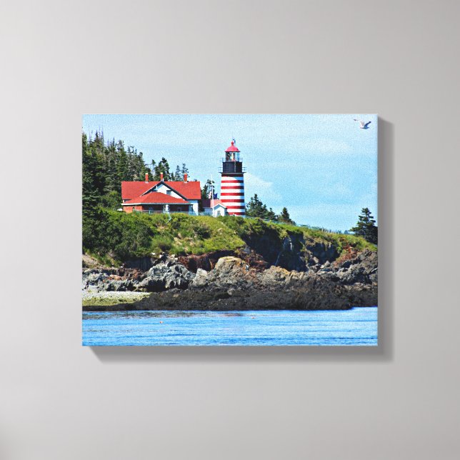 Impressão Em Tela Farol de Cabeça de Quoddy Ocidental, Maine (Frente)