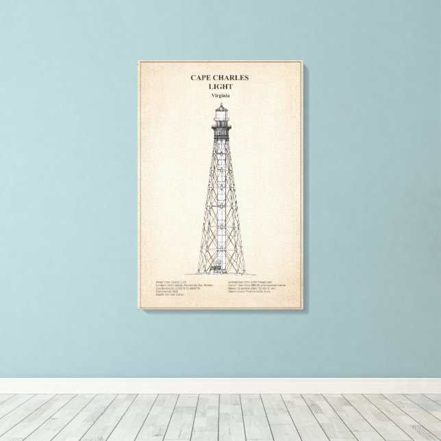 Impressão Em Tela Farol de Cape Charles - Virgínia - SBD (Insitu(piso de madeira))