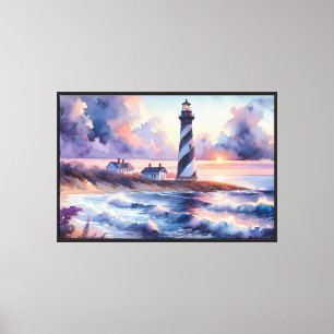 Impressão Em Tela Farol de Cape Hatteras ao pôr do sol na costa