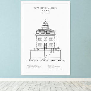 Impressão Em Tela Farol de New London Ledge - Connecticut - BD