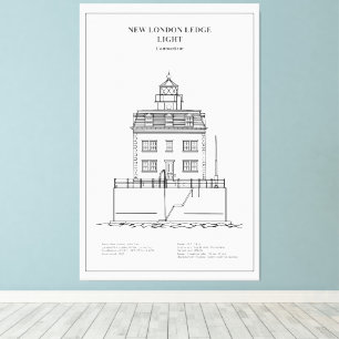 Impressão Em Tela Farol de New London Ledge - Connecticut - BD