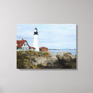 Impressão Em Tela Farol de Portland Headlight em costa rochosa