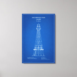 Impressão Em Tela Farol de Southwest Pass - Louisiana – AD