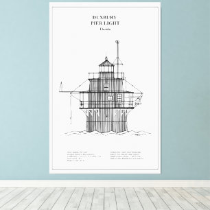 Impressão Em Tela Farol Duxbury Pier Light - Massachusetts - BD