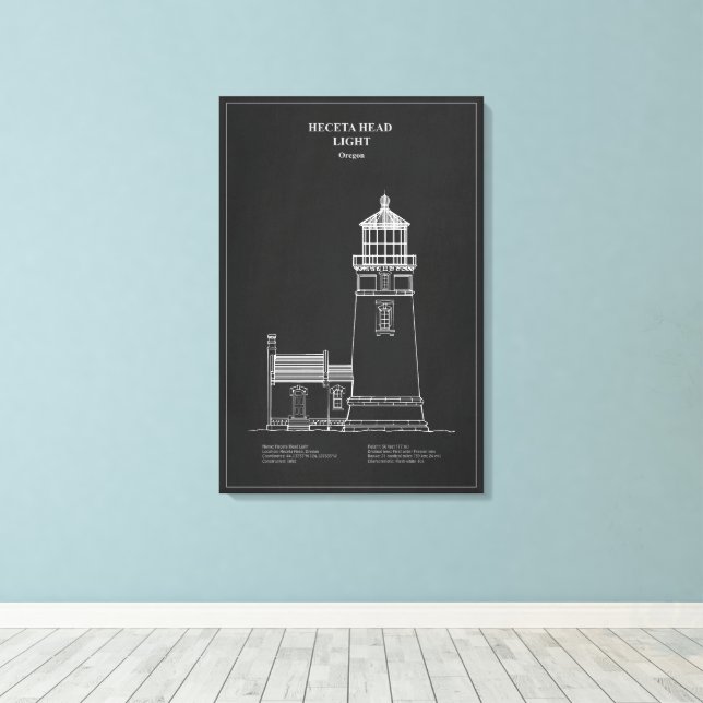 Impressão Em Tela Farol Heceta Head - Oregon – PD (Insitu(piso de madeira))