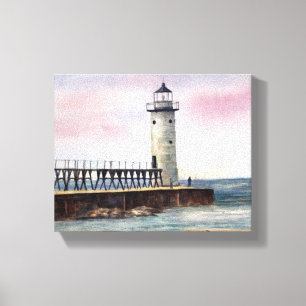 Impressão Em Tela Farol norte StretchedCanvas de Manistee Pierhead