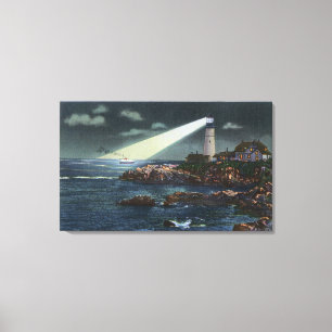 Impressão Em Tela Farol principal de Portland na noite