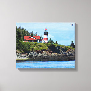 Impressão Em Tela Farol principal ocidental de Quoddy, Maine