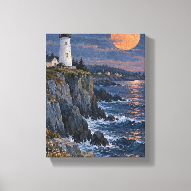 Impressão Em Tela Farol sob uma Lua de Caqui (Frente)
