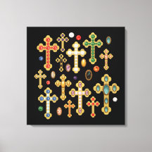 Faux Birthstone Croses and Loose Gems on Black