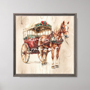 Impressão Em Tela Faux Wood Horse e Wagon