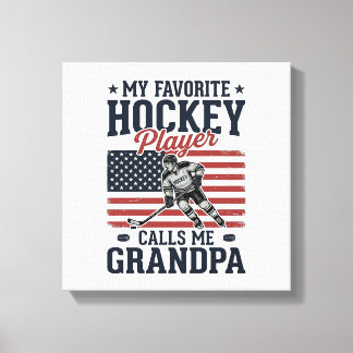 Impressão Em Tela Favorite Hockey Player Calls Me Grandpa Vintage Sh