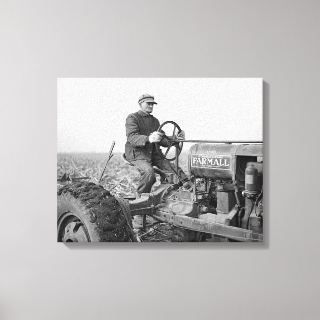 Impressão Em Tela Fazendeiro Dirigindo Trator, 1937 (Frente)