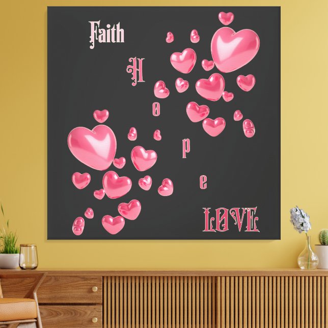 Impressão Em Tela "Fé, Esperança, Amor" (Insitu(Sala de estar))