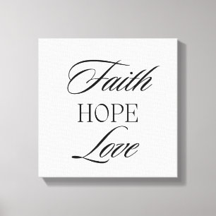 Impressão Em Tela Fé, Hope Love Minimalist Design