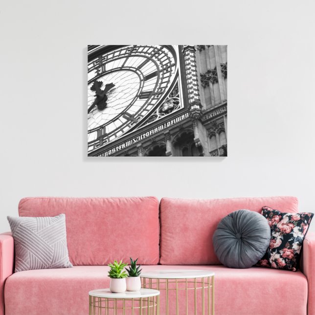 Impressão Em Tela Feche o Big Ben em preto e branco (Insitu(Sala de estar))