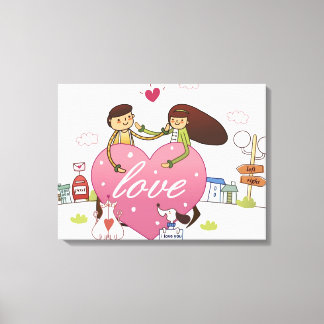 Impressão Em Tela Fecho de um casal com forma cardíaca