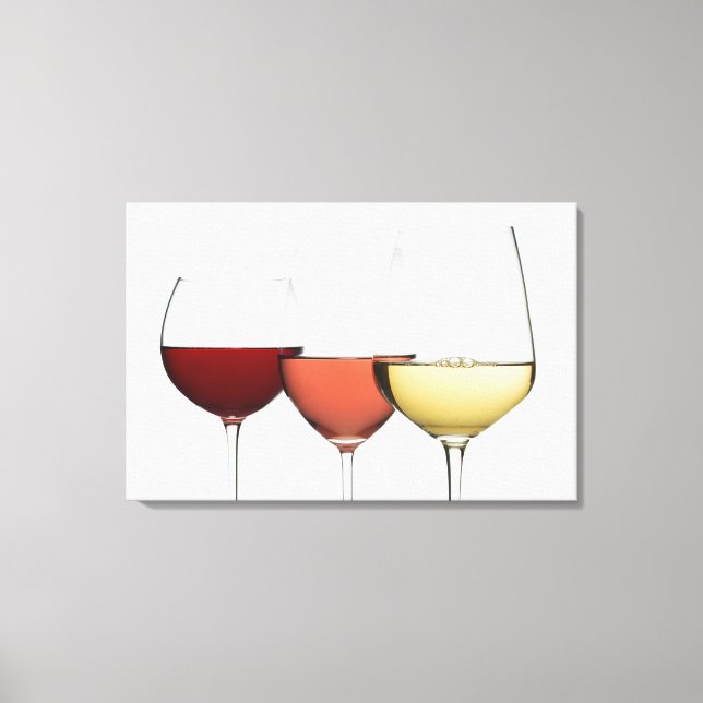 Impressão Em Tela Fecho dos óculos dos diferentes vinhos (Frente)