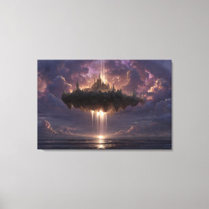 Impressão Em Tela Feixes de Nuvens do Castelo de Fantasia Flutuante
