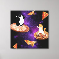 Felinos engraçados carregando pizza no espaço