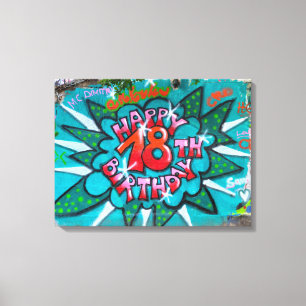 Impressão Em Tela Feliz 18º Grafite de aniversário