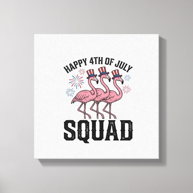 Impressão Em Tela Feliz 4 de Julho Flamingo Squad Vector Design_1 (Frente)