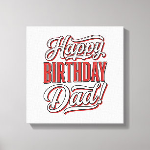 Impressão Em Tela Feliz Aniversário Pai Camisa de Tipografia Vintage
