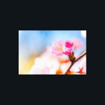 Impressão Em Tela Feliz Aniversário Para Sakura Cherry Blossoms Em P<br><div class="desc">Uma nova flor de sakura e dois botões em um galho de árvore. O fundo macio e liso das cores azul pastel e rosa. Feliz aniversário para a nova vida, para as flores de cereja. Uma pintura digital muito grande a partir de uma fotografia. Impressão floral esticada de tela para...</div>