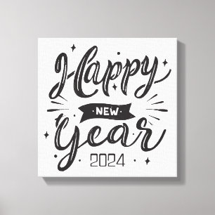 Impressão Em Tela Feliz ano novo 2024
