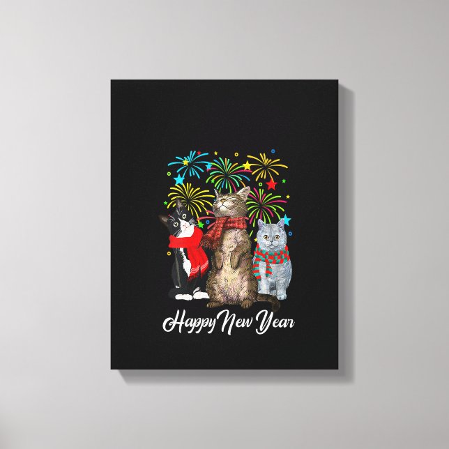 Impressão Em Tela Feliz ano novo feminino Gato Feliz Meow Ano 2023 K (Frente)