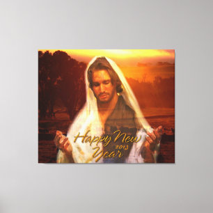 Impressão Em Tela Feliz Ano Novo Jesus Tela Embrulhada
