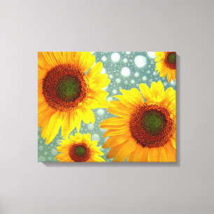 Impressão Em Tela Feliz Bubble Sunflower
