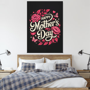 Impressão Em Tela Feliz Dia das Mães Querida Mãe Floral