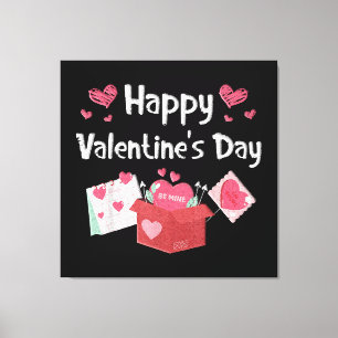 Impressão Em Tela Feliz Dia dos Namorados Seja Minha Corações Fofos