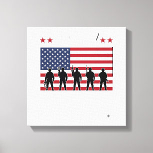 Impressão Em Tela Feliz Dia dos Veteranos Bandeira Silhueta Vetor De