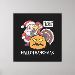 Impressão Em Tela Feliz Hallothanksmas