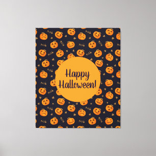 Impressão Em Tela Feliz Halloween Engraçado Pumpkins Patterno