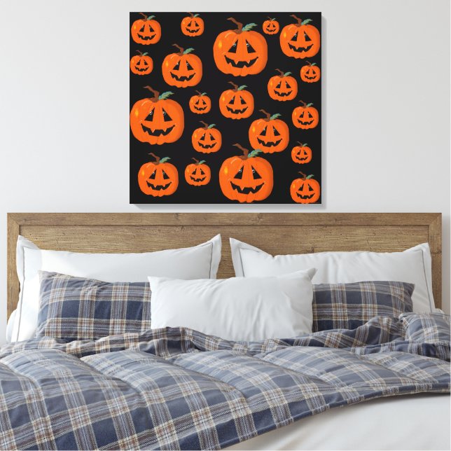 Impressão Em Tela Feliz Halloween Jack O Lanterna Arte Ilustrativa (Insitu(Quarto))
