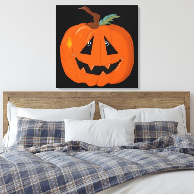 Impressão Em Tela Feliz Halloween Jack O Lanterna Arte Ilustrativa (Insitu(Quarto))