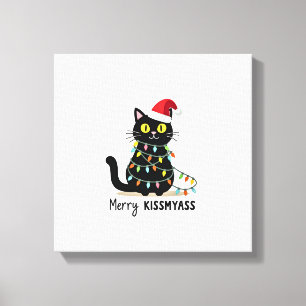 Impressão Em Tela Feliz Kissmyass Gato Engraçado Luzes de Natal Prem
