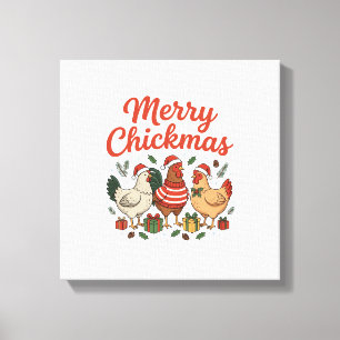 Impressão Em Tela Feliz Natal de Frango Chickmas