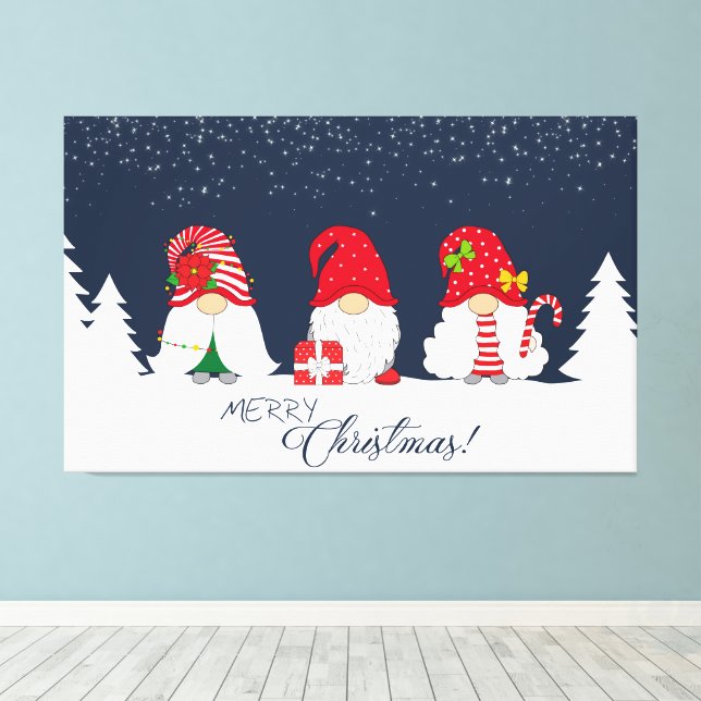 Impressão Em Tela Feliz Natal Gnomos (Insitu(piso de madeira))
