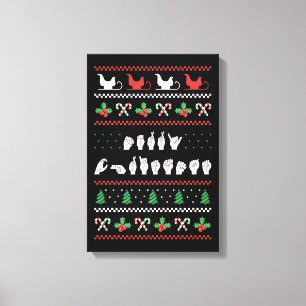 Impressão Em Tela Feliz Natal - Língua de Sinais Americana I