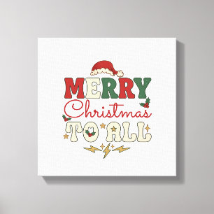 Impressão Em Tela Feliz Natal Todos Chapéu de Papai Noel Estrelas Re