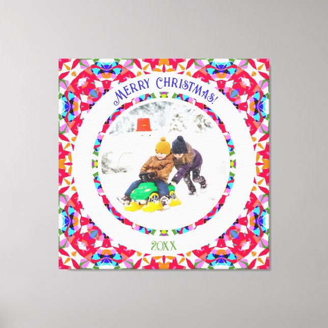 Impressão Em Tela Feliz Natal Verde Feliz e Feliz (Frente)