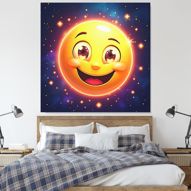 Impressão Em Tela Feliz Olhos Cósmicos Emoji (Insitu(Quarto))