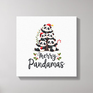 Impressão Em Tela Feliz Pandamas Pun Panda Natal (2)